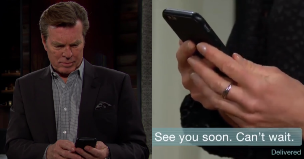 Jack Abbott checking text message on his phone