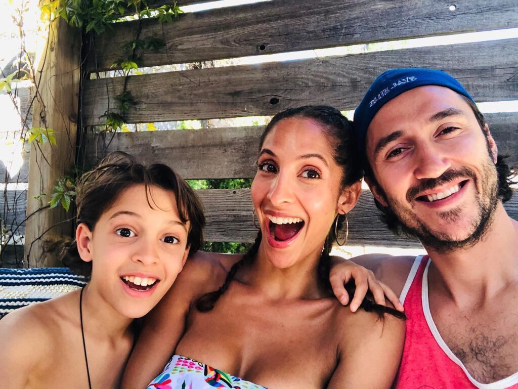 Christel Khalil with son and fiance