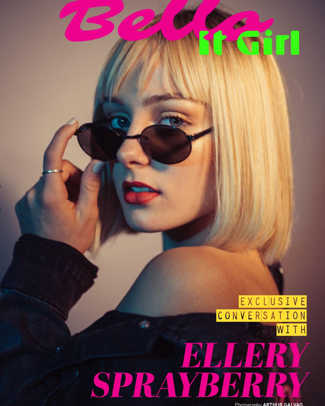 Ellery Sprayberry slaying with black sunglasses from the exclusive conversation with Bellomag.
