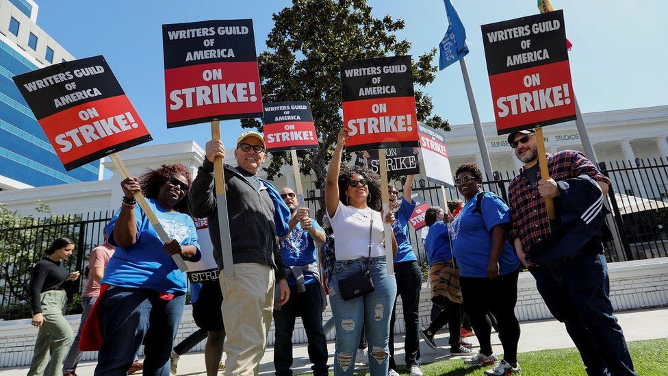 protest during WGA strike