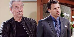Nick and Victor staring at something in a scene from The Young and the Restless.