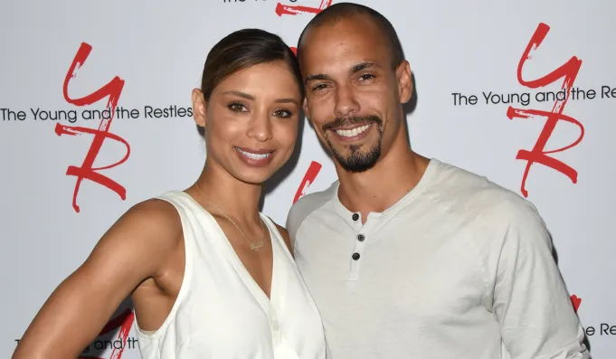 Brytni Sarpy and Bryton James at a Y&R event
