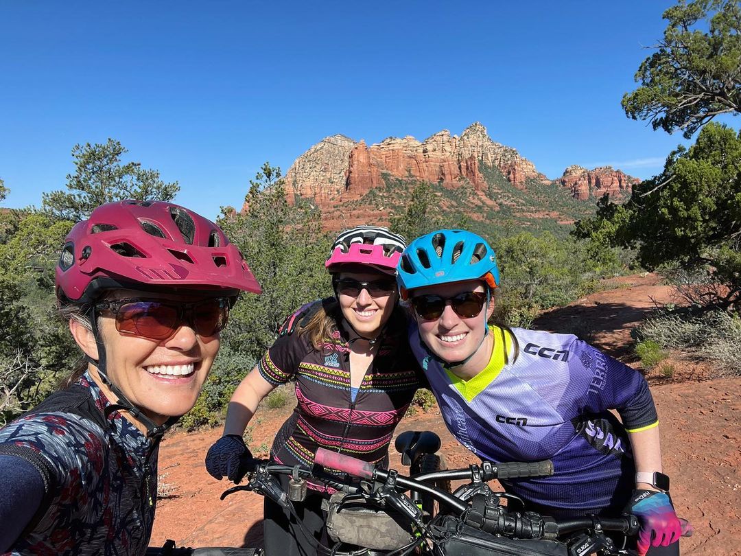 Susan Walters biking with her daughters